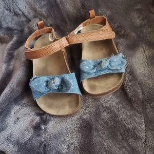 Carter girls leather and denim ankle sandals